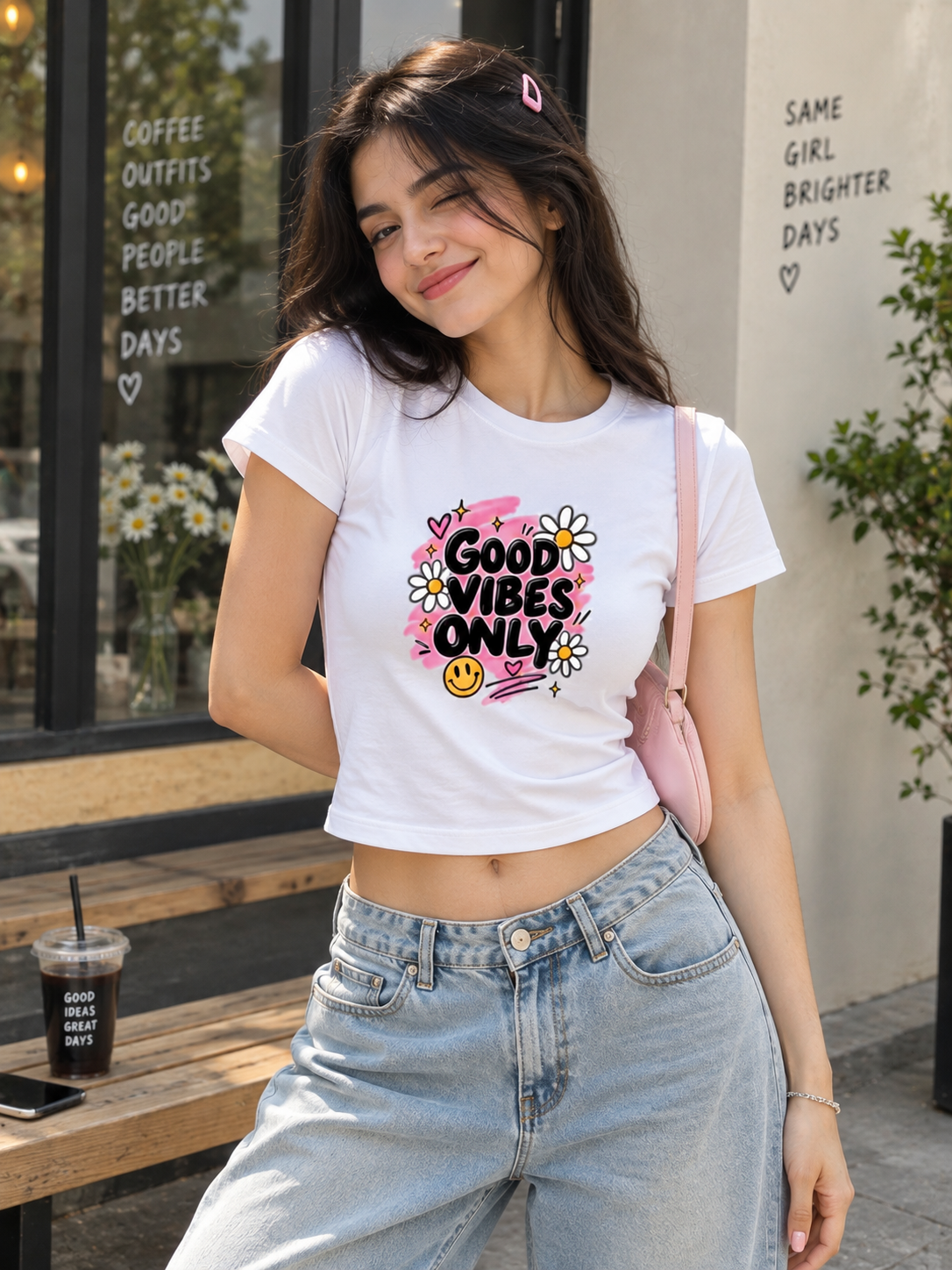 Premium Cropped & Good Vibes | 100% Cotton Tee