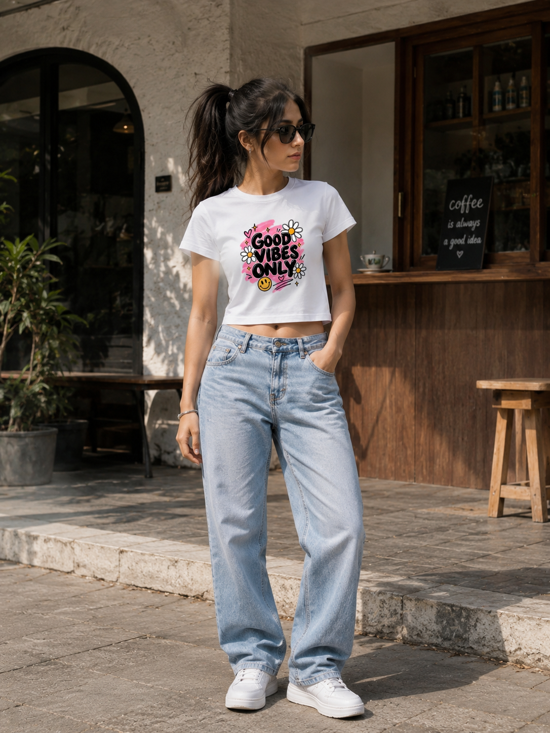 Premium Cropped & Good Vibes | 100% Cotton Tee