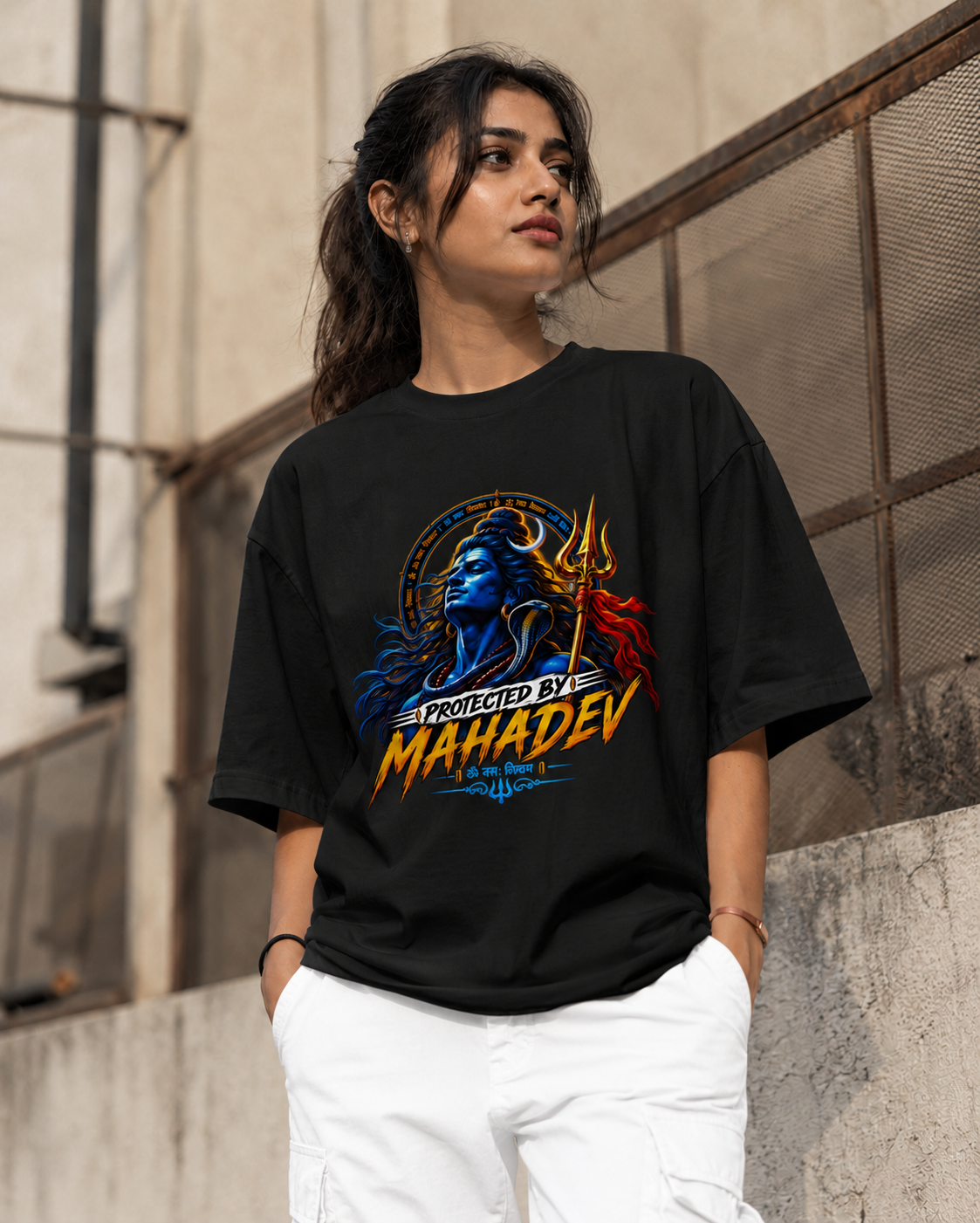 Protected by Mahadev  – Premium Graphic Cotton T-Shirt (Unisex)