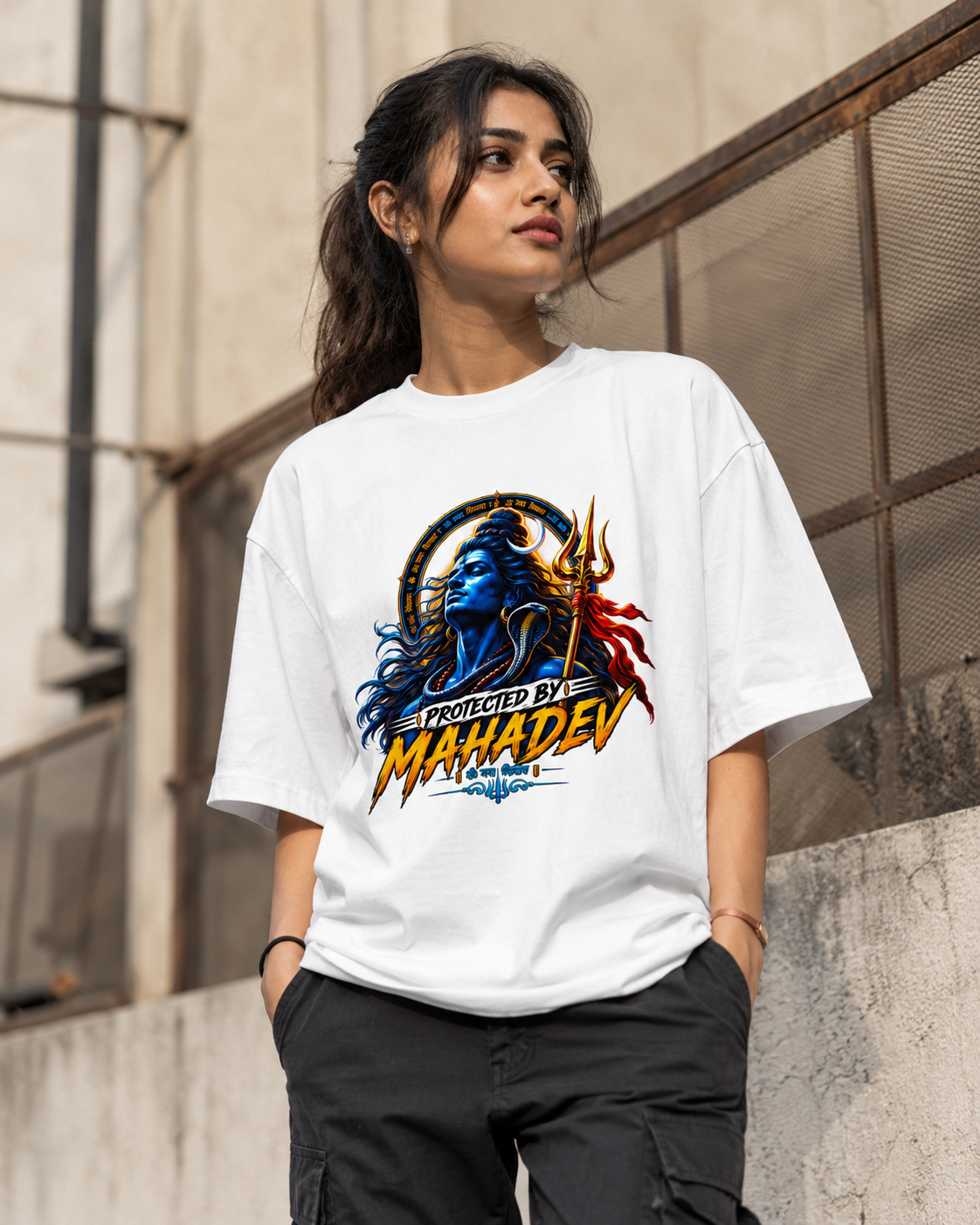 Protected by Mahadev  – Premium Graphic Cotton T-Shirt (Unisex)