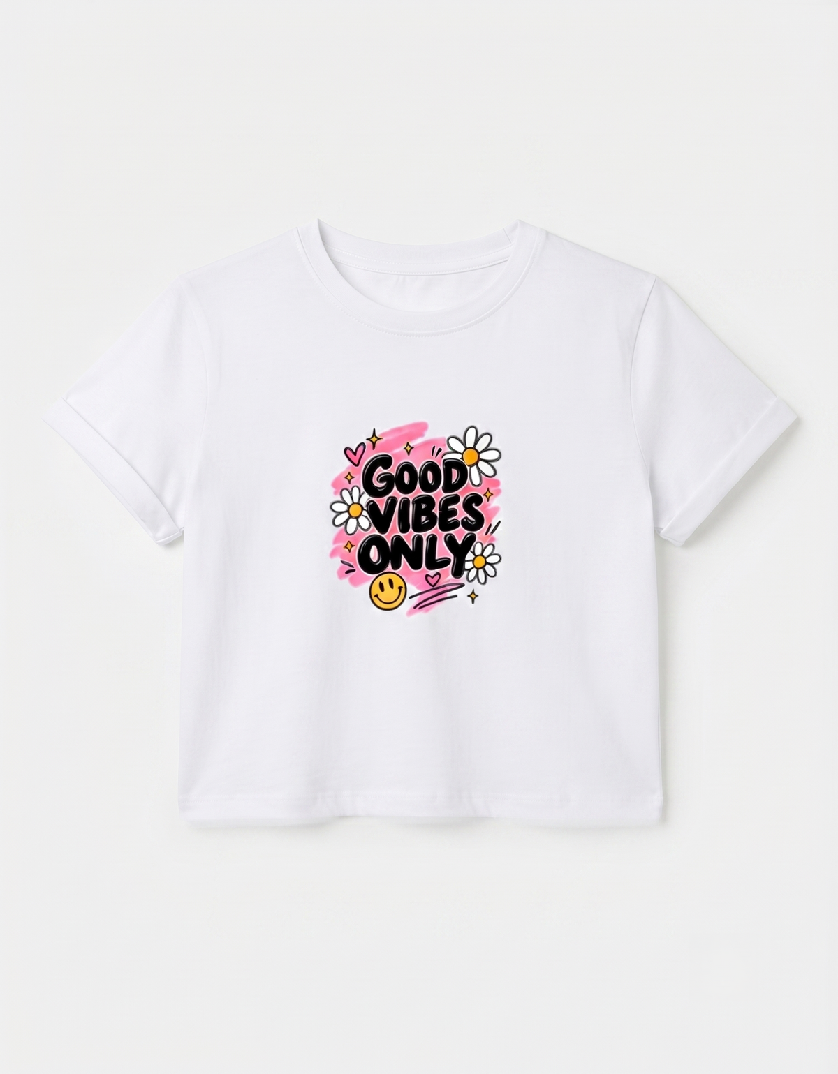 Premium Cropped & Good Vibes | 100% Cotton Tee